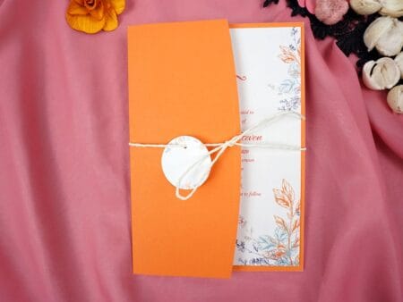 Invitatii nunta orange model floral elegant