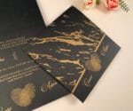 Invitatii nunta neagra cu auriu eleganta
