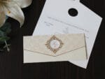 Invitatii nunta dreptunghiulara cu print auriu si roz deschis