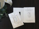 Invitatii nunta eleganta cu frunze cu auriu nuanta crem