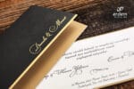 Invitatii nunta lux embosata nunata negru cu auriu