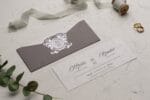 Invitatii nunta nuanta gri cu argintiu personalizare inclusa