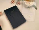 Invitatii nunta plexiglas cu plic inclus nuanta negru