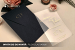 Invitatii nunta plexiglas cu plic inclus nuanta negru