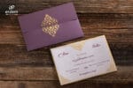 Invitatii nunta eleganta nuanta visiniu cu auriu