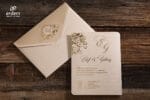Invitatii nunta lux cu print auriu din carton gros eleganta