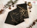 Invitatii nunta plexiglass neagra cu auriu