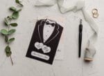 Invitatii nunta mire si mireasa printate pe un carton gros