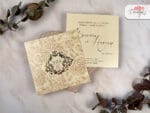 Invitatii nunta crem model auriu elegant