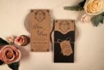 Invitatii nunta craft cu plic negru ecofriendly