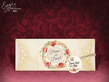 Invitatii nunta cu bujori crem cu roz