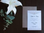 Invitatii nunta clasica cu plic inclus nuanta maro si alb