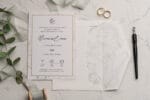 Invitatii nunta gri cu auriu eleganta personalizare inclusa