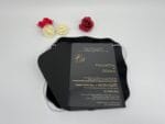 Invitatii nunta plexiglas cu plic din carton gros negru