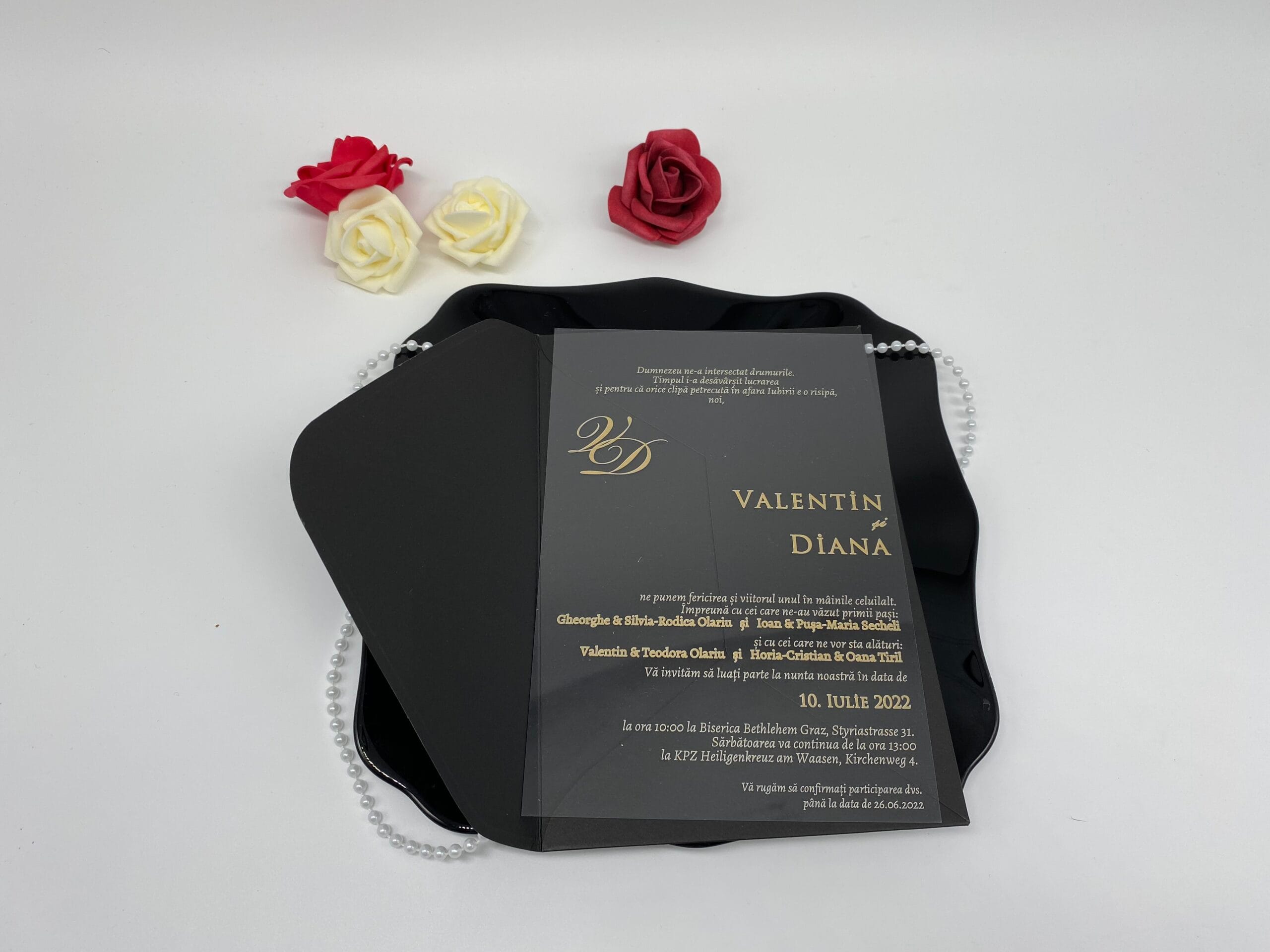 76e7dddc-2 Invitatii nunta plexiglas cu plic din carton gros negru