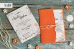Invitatii nunta orange model floral elegant