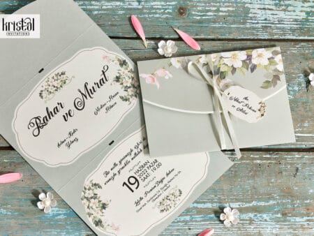 Invitatii nunta eleganta nuanta olive prinatat pe carton gros