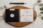 Invitatii nunta eleganta cu plic negru decupat personalizare inclusa
