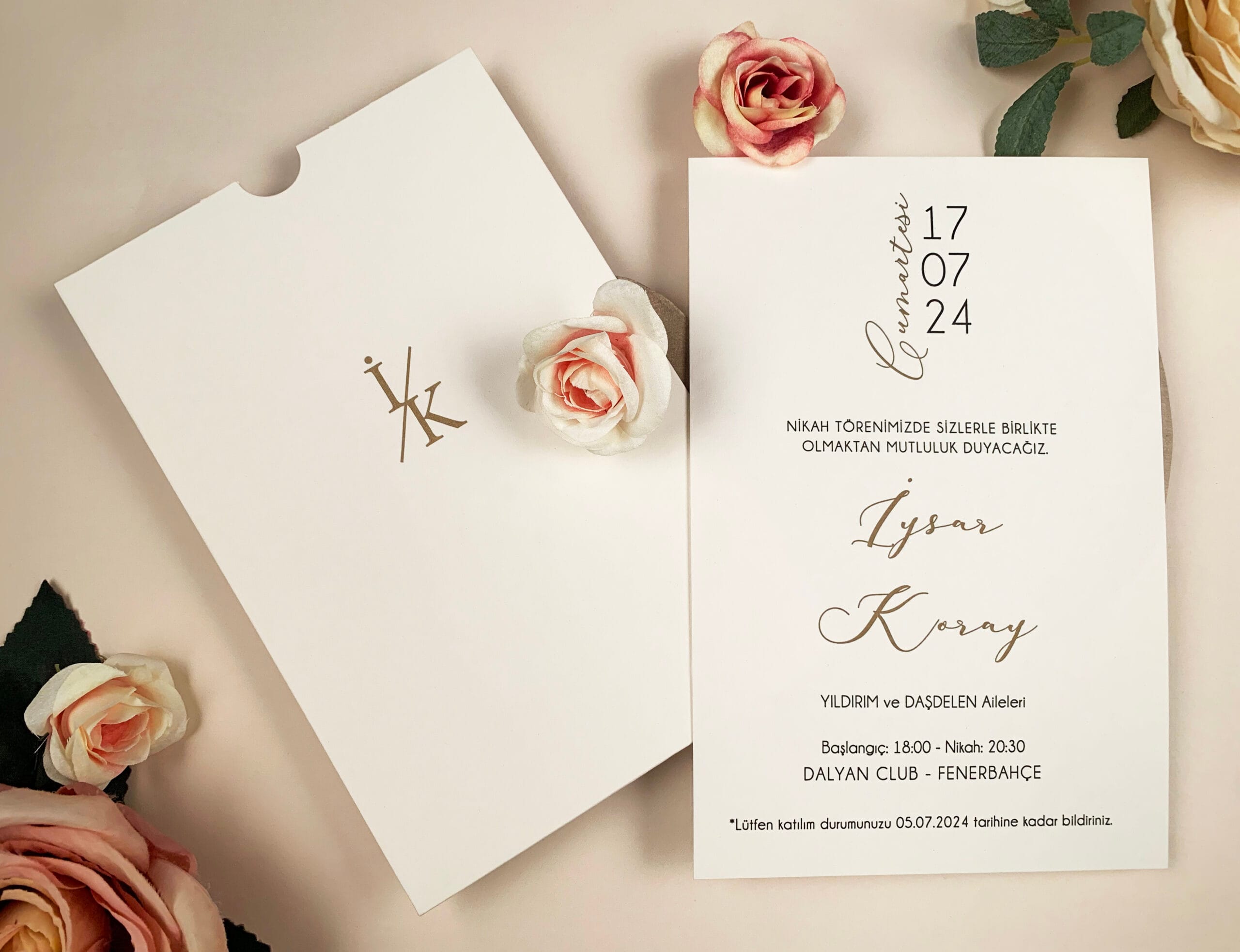 55728723-3 Invitatii nunta eleganta din carton gros crem