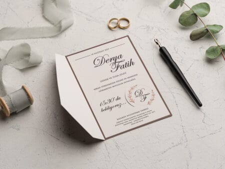 Invitatii nunta eleganta din carton mat gros crem