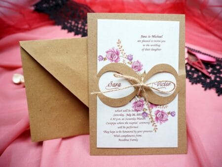 Invitatii nunta text elegant si flori roz