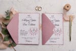 Invitatii nunta roz prafuit din carton gros alb 1 Invitatii de nunta ieftine