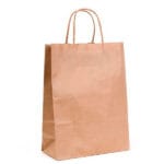 Punga hartie natur cu maner sfoara - 25x14x39 cm - 100 buc. 1 Sacosa natur (model ziar) Kraft natur imp . 70gr/mp 32x12x41cm