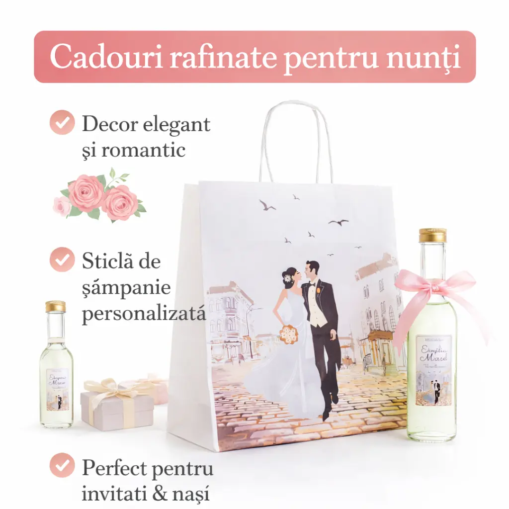 SET cadou nunta punga si sticla 200 ml SET cadou nunta punga si sticla 200 ml