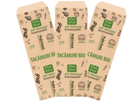 &nbsp;Caracteristici:Hartie kraft natur 38gr/mpDesign atractivPrezentare moderna a tacamurilorPotrivita pentru livrari la domiciliu si servireIdeal pentru fast-food