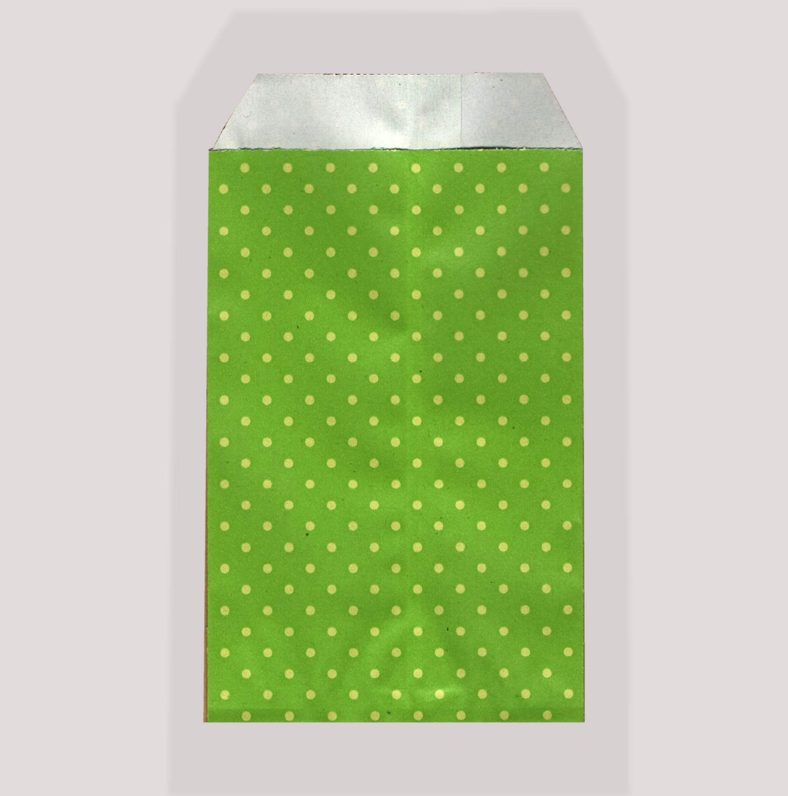 Punga mercerie verde imprimeu buline - lwc alb 70gr/m2 9x15 cm - 200 buc Punga mercerie verde imprimeu buline
