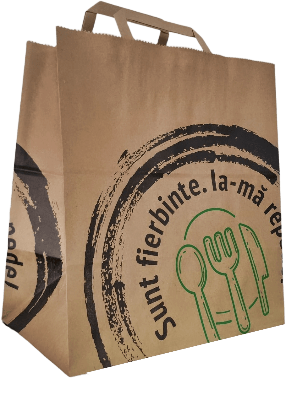Punga hartie Caracteristici:Hartie natur 70gr/mpDesign atractivPrezentarea produselor alimentare cu design elegantPotrivita pentru gama larga de produseIdeal pentru restaurante