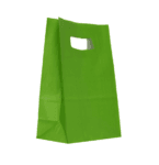 Sacosa 18x9x25cm hartie Verde deschis cu maner decupat 1 Sacosa hartie cu maner nuanta verde deschis 14x7x21cm