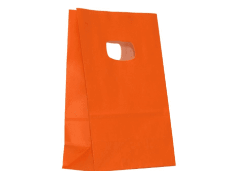 Sacosa hartie cu maner nuanta portocaliu 14x7x21cm