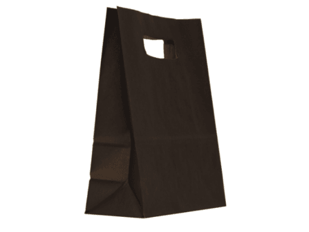 Sacosa hartie cu maner nuanta negru 14x7x21cm