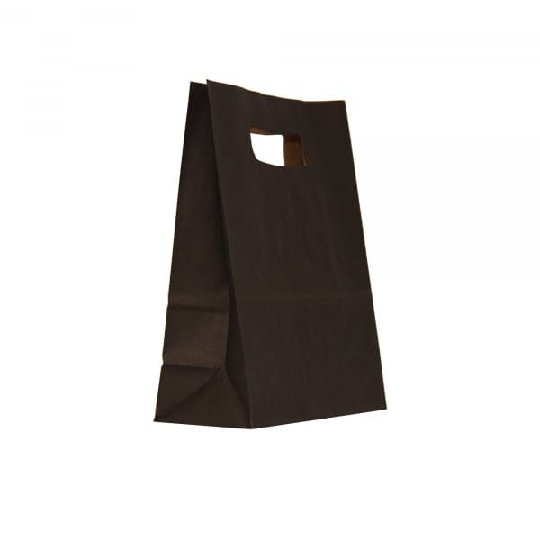 Punga hartie NEGRU cu maner decupat 14x7x21 cm Punga hartie NEGRU cu maner decupat 14x7x21 cm
