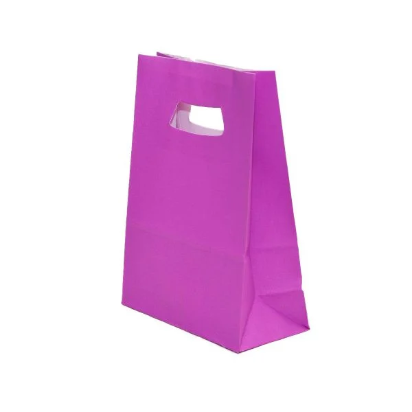 Punga hartie MOV cu maner decupat 14x7x21 cm Punga hartie MOV cu maner decupat 14x7x21 cm
