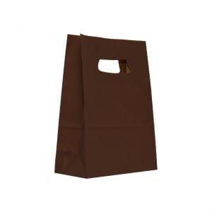 Punga hartie CIOCOLATIU cu maner decupat 14x7x21 cm Punga hartie CIOCOLATIU cu maner decupat 14x7x21 cm