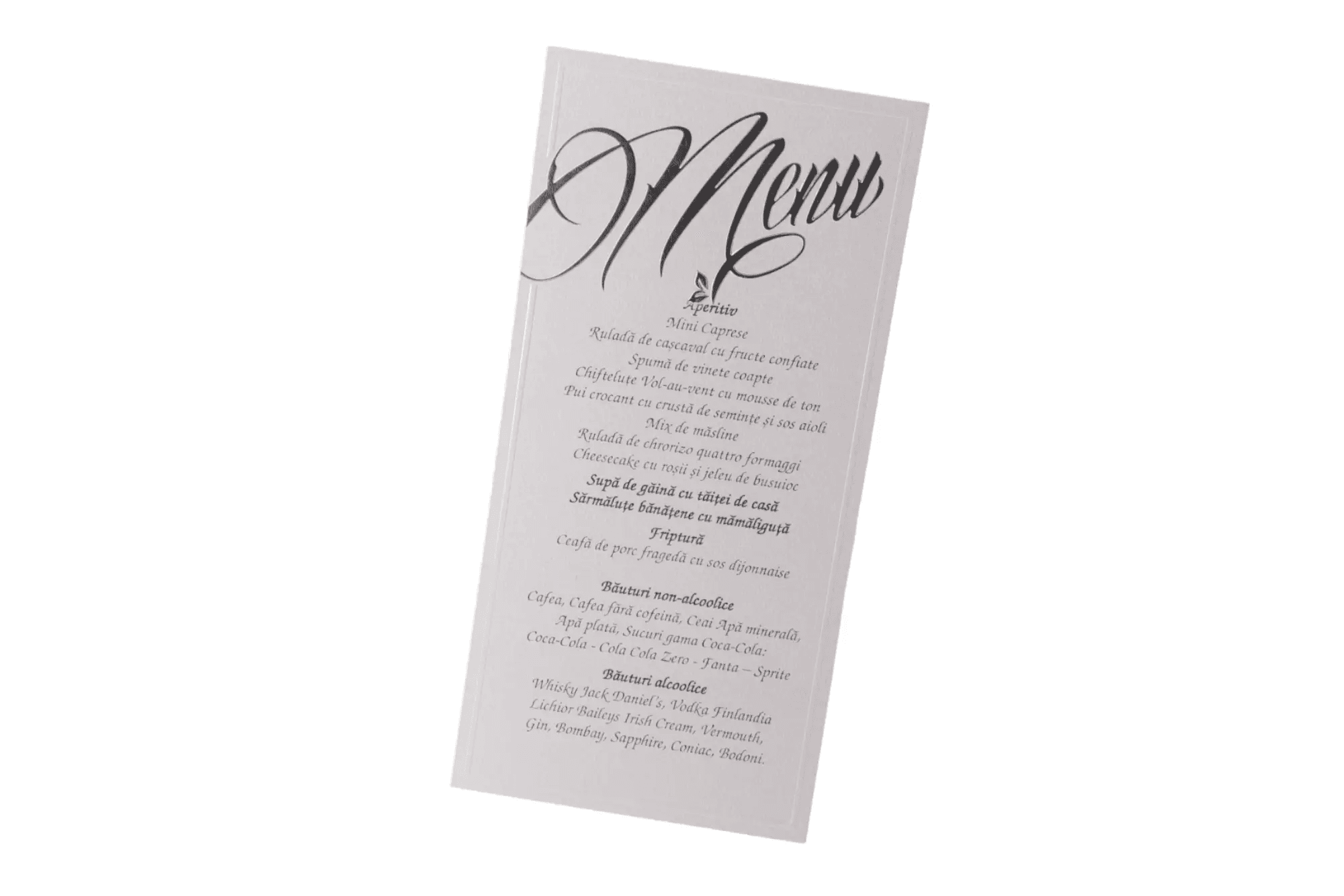 Meniu nunta elegant Meniu nunta elegant 17.6 x 17.5cm alb
