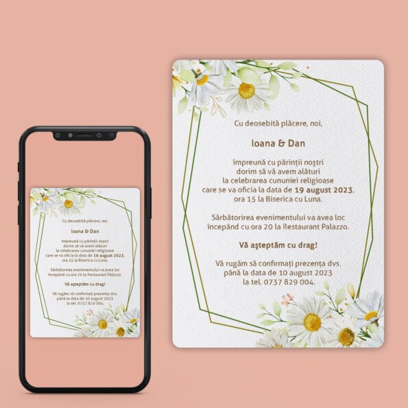 Cum sa alegi invitatia de botez? Invitatie digitala nunta cu flori