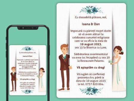 Invitatie digitala nunta cu mire si mireasa