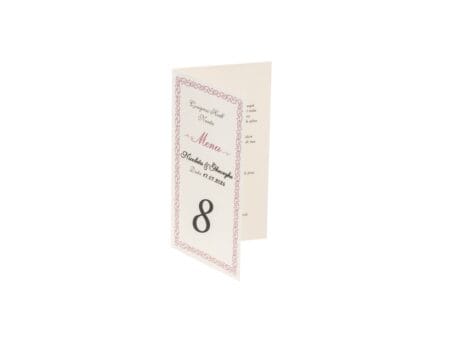 Meniu nunta elegant 10 x 19cm roz