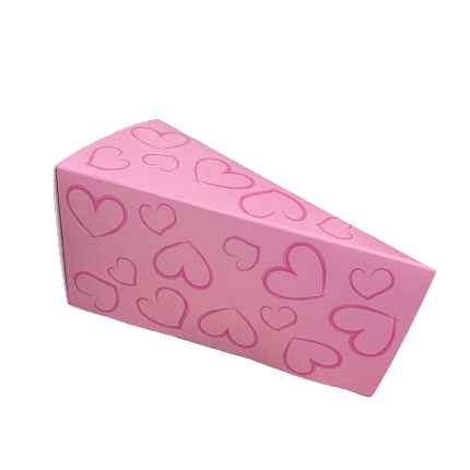 Cutie felie de tort cu inimioare roz Cutie felie de tort cu inimioare roz