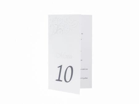 Meniu nunta elegant 11 x 18.5cm alb
