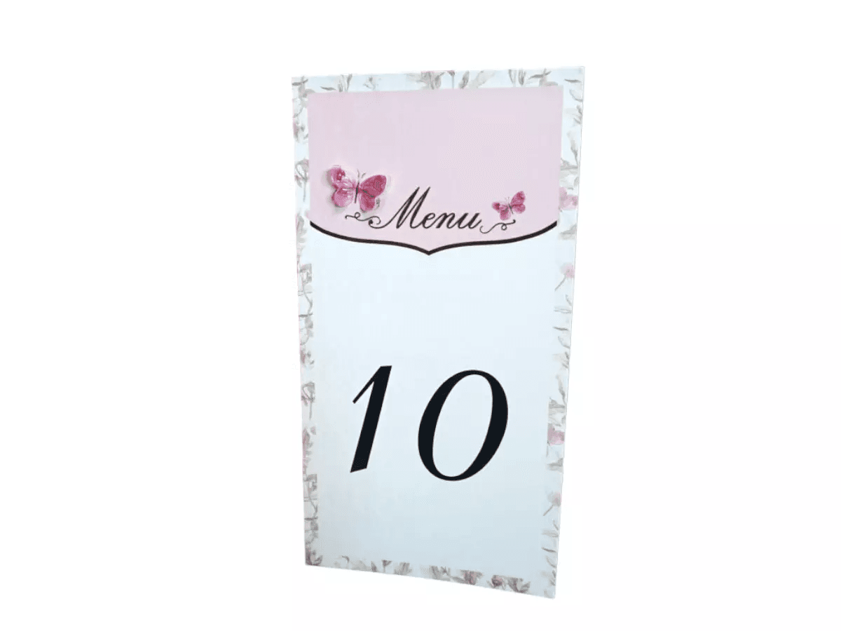 Meniu nunta elegant 10 x 19cm roz Meniu nunta elegant 10 x 19cm roz