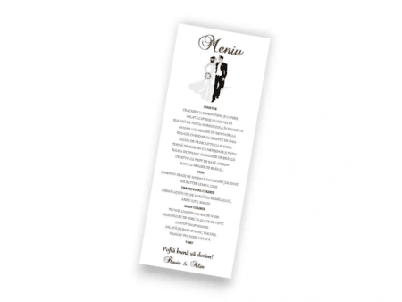 Meniu nunta elegant 7.5 × 20cm alb