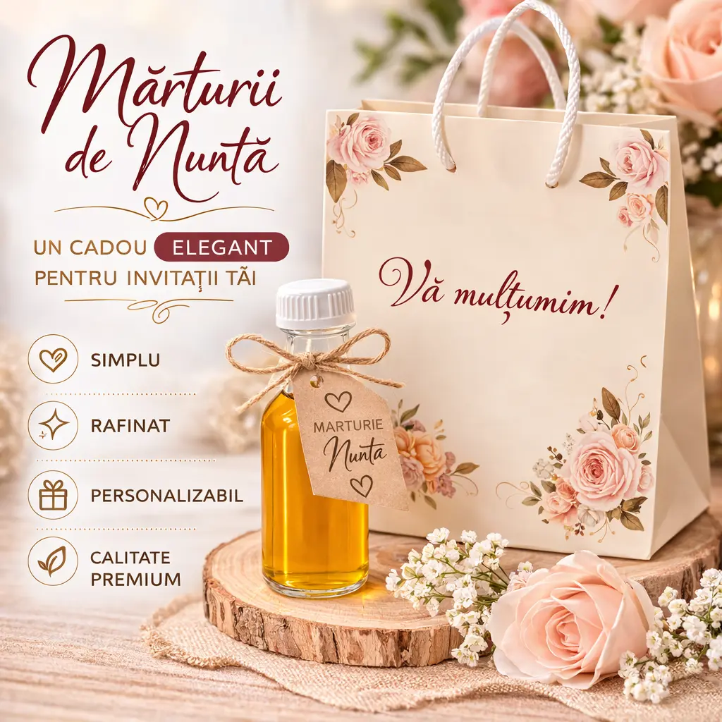 Marturii nunta Set 9-N20: Pungi, Sticle 50ml Marturii nunta Set 9-N20: Pungi, Sticle 50ml