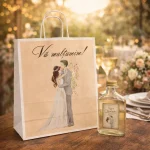 Set marturii nunta cu sticla 200 ml si punga personalizata M63696 1 Set marturii nunta cu sticla 200 ml si punga personalizata M63696
