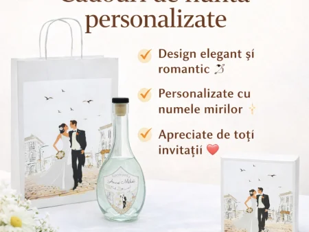 SET Marturie nunta 7 Pungi Sticle 250ml Cutii 200g M447