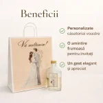 Set marturii nunta cu sticla 200 ml si punga personalizata M63696