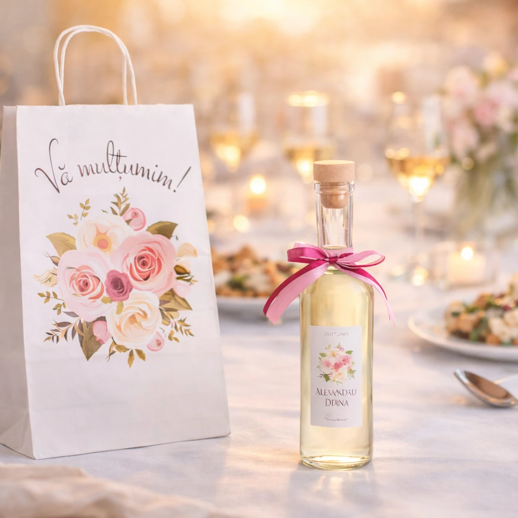 SET Marturie nunta 3 FlowerBouquet Pungi Sticle 200ml SET Marturie nunta 3 FlowerBouquet Pungi Sticle 200ml